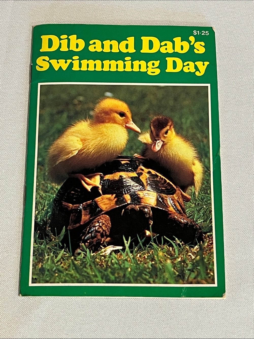 Vintage Dib and Dab's Swimming Day Paperback Book - Green Cover with Ducklings